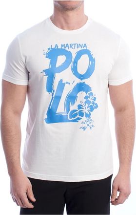 La Martina Polo-thema T-shirt met korte mouwen - Heren - T-shirts - Wit - L - Katoen - Tops