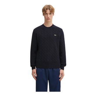 Lacoste Jersey de lana con cuello redondo y punto de ochos - Knitwear - Hombre - Azul - S