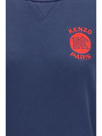 Kenzo Womens Sweatshirt Paris Emblem Blue-Black Cotton Sweatshirts Blue/black Sweater