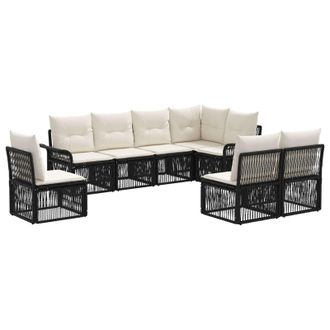 vidaXL Conjunto De Sof&aacute;s De Jard&iacute;n 8 Pcs Negro Rat&aacute;n Sint&eacute;tico Vidaxl