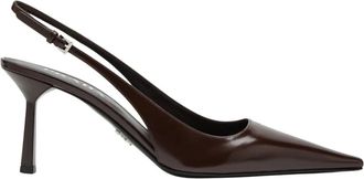 Prada Schoenen, Dames, Bruin, 38 1/2 EU, Leer, Decollete