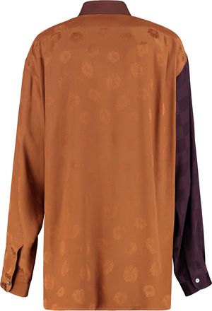 Moschino Womens Silk-Blend Shirt Brown Viscose