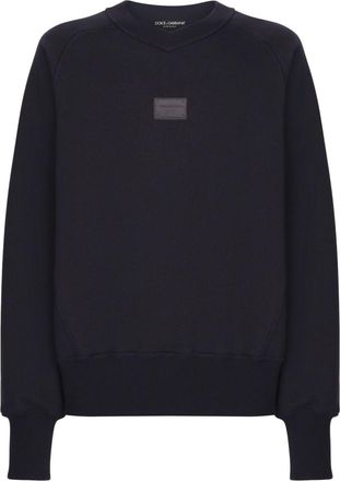 Dolce & Gabbana logo-plaque cotton sweatshirt - men - Cotton - S - Blue