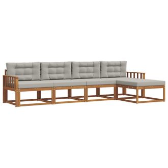 vidaXL Conjunto De Sof&aacute;s De Exterior 5 Pcs Gris Natural Y Claro Vidaxl