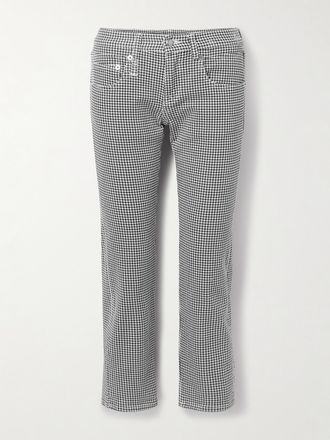 R13 Jeans Cropped Slim-fit A Vita Bassa In Denim Pied-de-poule Boy - Nero