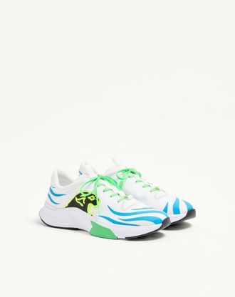 Valentino Garavani Sneaker Low-Top Panther Blaze In Tessuto Ripstop Uomo BIANCO/AZZURRO 40.5