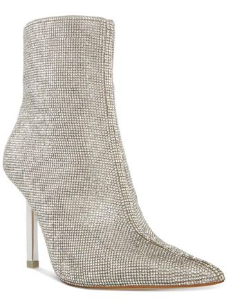 Steve Madden Elysia Boot Women Silver Rhinestone Pointed Toe Bootie JOBB1826