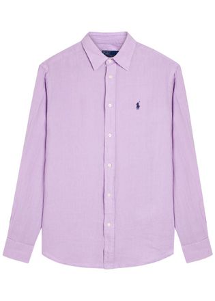 Polo Ralph Lauren Logo-embroidered Linen Shirt - Lilac - XL (UK16 / XL)