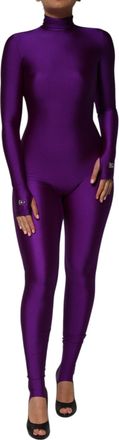Dolce & Gabbana Purple Nylon Turtleneck Bodycon Jumpsuit Womens Dress