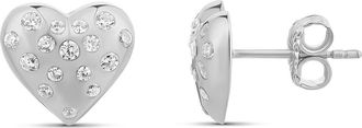 SHYMI Scattered Stone Puffy Heart Stud Earrings in Silver at Nordstrom