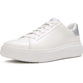 FitFlop Fitflop RTG Lace Up Leather Womens Urban White/Silver Trainers - Size UK 4
