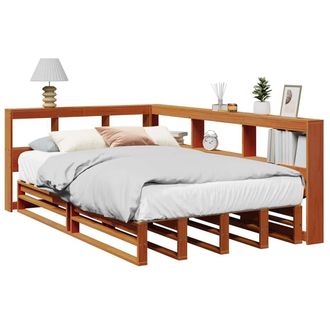 Berkfield Home Bookcase Bed without Mattress Wax Brown 120x190cm Solid Wood Pine | Size: 120x190 cm