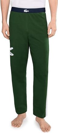 Lacoste Printed Fleece Loungewear Pants Mens Clothing Green/Navy Blue/White : XXL (EUR 8), Cotton/Elastane/Polyester