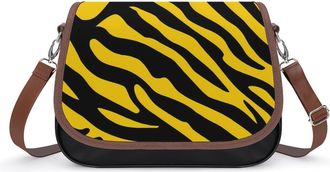 Generic Yellow Black Zebra Print Small Womens Crossbody Bags Shoulder Handbag with Adjustable Strap for Travel