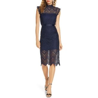 Bardot Imogen Lace Cocktail Dress in Navy at Nordstrom Rack, Size Large