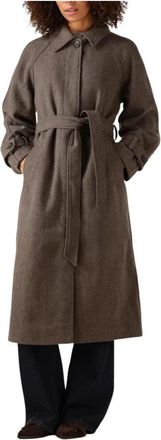 Object Objemma L/S Coat - Dames - Jas met riem - Bruin - M - Polyester - Jassen