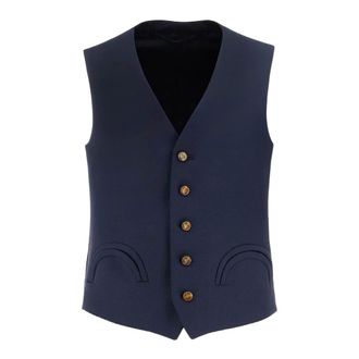 Blazé Milano Waistcoats, female, Blue, M, Blue Wool V-Neck Vest
