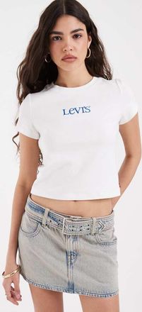 Levi's minigonna in denim a vita bassa con cintura lavaggio acid blue-Grigio