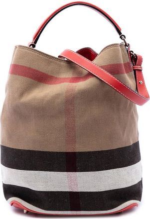 Burberry Pre-owned Burberry Medium Mega Check Canvas Ashby Bucket Bag Unisex VTCIGC0R18LKHZ30