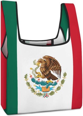 Generic Flag of Mexico Shopping Bag Reusable Grocery Tote Bag Foldable Handbag for Travel Picnic