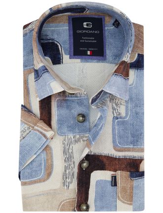 Giordano Beige katoenen overhemd Giordano korte mouwen