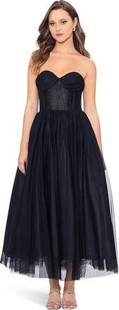 Betsy & Adam Mid Length Mesh Skirt Lace Top Gown Womens Dress Black : 10, Lace/Mesh/Polyester