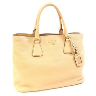 Prada Beige Leather Handbag Tote Bag (Pre-Owned)