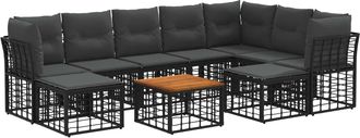 vidaXL Conjunto De Sof&aacute;s De Exterior 10 Uds. Negro Y Gris Oscuro Vidaxl