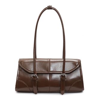 Generic Women Shoulder Bag Retro Handbag Waterproof Leather Satchel Handbag with Top Handles Handbag Purse for Working Shopping Travel (Brown)