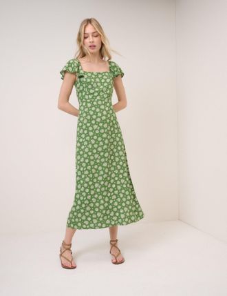 Nobody's Child Green Floral Elsie Midi Dress