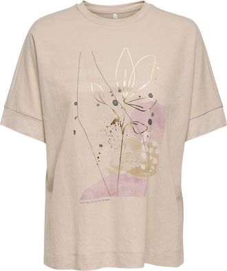 Only Kurzarmshirt ONLY ONLJANY S/S O-NECK PRINT TOP BOX JRS, Damen, Gr. XL, pumice stone print:janey journey, Jersey, Obermaterial: 53% Viskose, 47% Nylon,