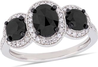 Mimi & Max 2 2/5ct TW Black and White Diamond Ring Sterling Silver