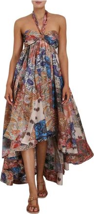 Zimmermann Zijden Halter Maxi Jurk - Dames - Casual kleedjes - Veelkleurig - XS - Kleedjes