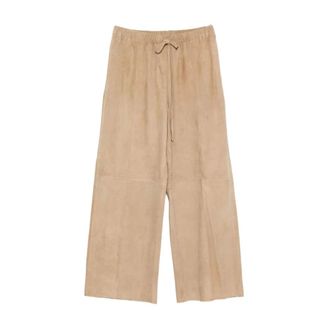 Alysi Broeken, Dames, Beige, M, Nylon, Beige Zijde & Nylon Broek