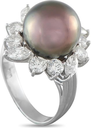 Luxury Bazaar Platinum 1.80ct Diamond and Pearl Ring MF26-043026
