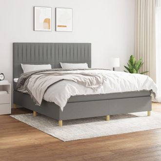 vidaXL Vidaxl - Cama Box Spring Con Colch&oacute;n Tela Gris Oscuro 160x200 Cm
