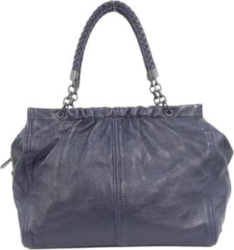 Bottega Veneta Pre-owned Leren Schoudertas - Dames - Vintage Schoudertas - Blauw - ONE Size - Leer - Vintage