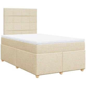 vidaXL Cama Box Spring Con Colch&oacute;n Tela Color Crema 120x200 Cm Vidaxl