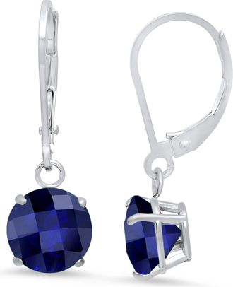 MAX + STONE Solid 10K Yellow or White Gold 8mm Gemstone Dangle Earrings
