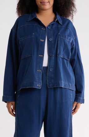 Max Studio Long Sleeve Denim Jacket in Dark Wash Indigo at Nordstrom Rack, Size 1X