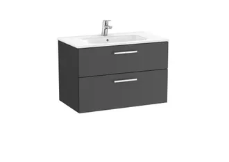 Roca Roca - Unik - Mueble Base 2 Cajones + Lavabo Color: Roble City Texturizado - Medidas: 705x453x515 Mm