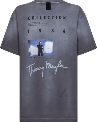 MUGLER Womens T-Shirt Cotton Jersey Grey T-Shirts & Jerseys