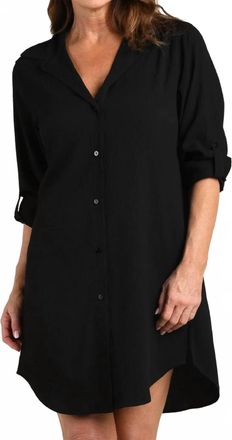 Maxine Of Hollywood Woven Covers Button Down Tunic In Black