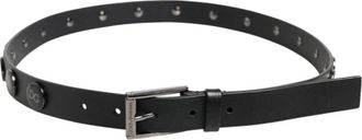 Dolce & Gabbana Leren riem met DG-logo en studs - Heren - Riemen - Zwart - ONE Size - Leer - Accessoires