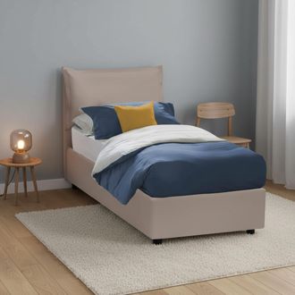 Dmora Cama Individual Dbruman, Cama Contenedor Con Tapizado En Ecopiel, 100% Made In Italy, Apertura Frontal, Adecuado Para Colch&oacute;n 80x200 Cm, T&oacute;rtola - Dmo