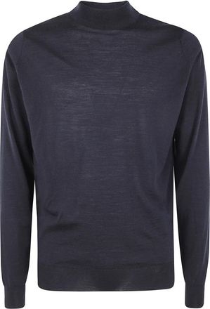 John Smedley Elegant Mock Neck Sweater - Heren - Coltruien - Zwart - 2XL - Truien & Vesten