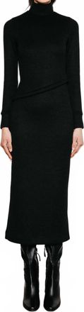 Du Paradis Valentina Long Sleeve Turtle Neck Dress In Black