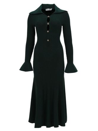 Self Portrait V-Neck Ribbed Knit Cut-Out Day Dress