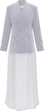 Maison Margiela Jurk Gemaakt Van Gecombineerde Stoffen - Dames - Feestkleedjes - Grijs - XS - Wol - Kleedjes