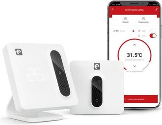 Garza Smart - Termostato Aspen Wifi Inteligente Para Caldera Y Calefacci&oacute;n, Programable, Con Adaptador, Medidor Consumo, Control T&aacute;ctil, Detecci&oacute;n Ventanas 